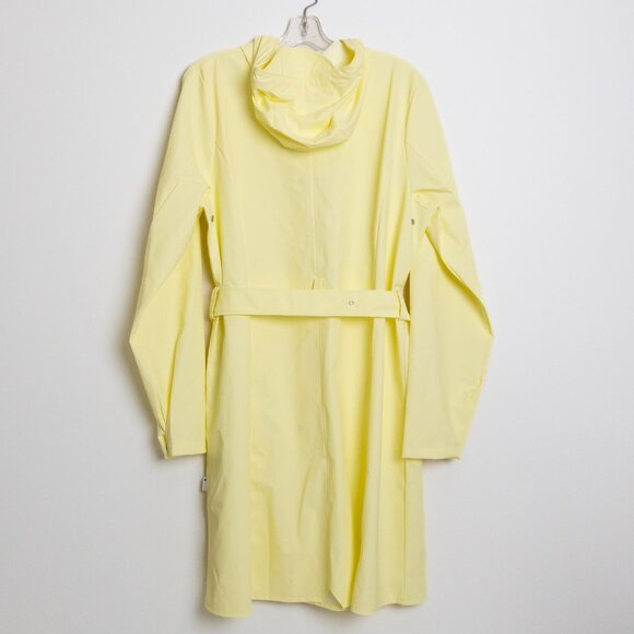 RAINS Rain Jacket Hooded Waterproof Coat Curve W Belted Straw Yellow Large - Picture 4 of 14